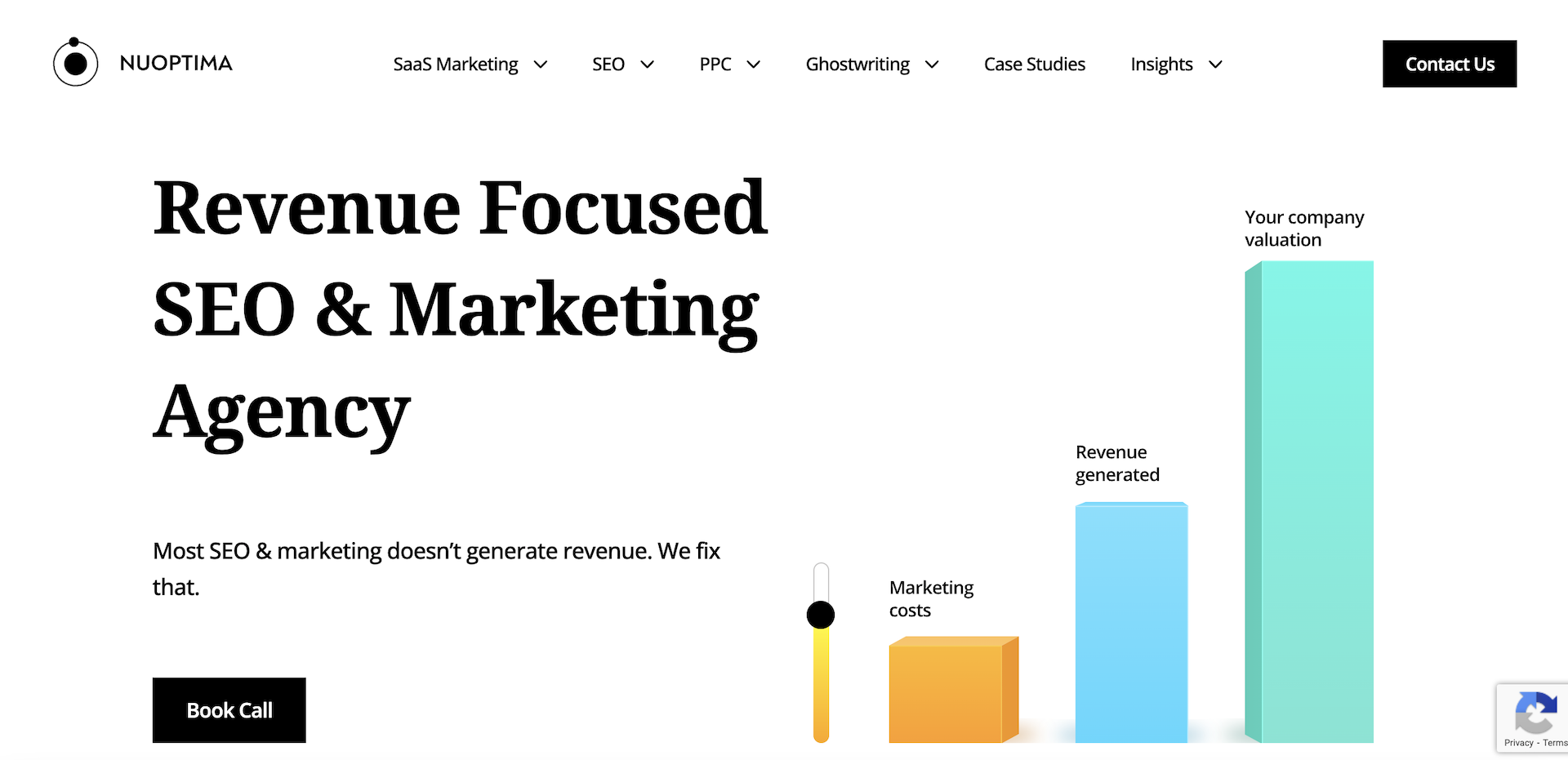 Website screenshot of Nuoptima